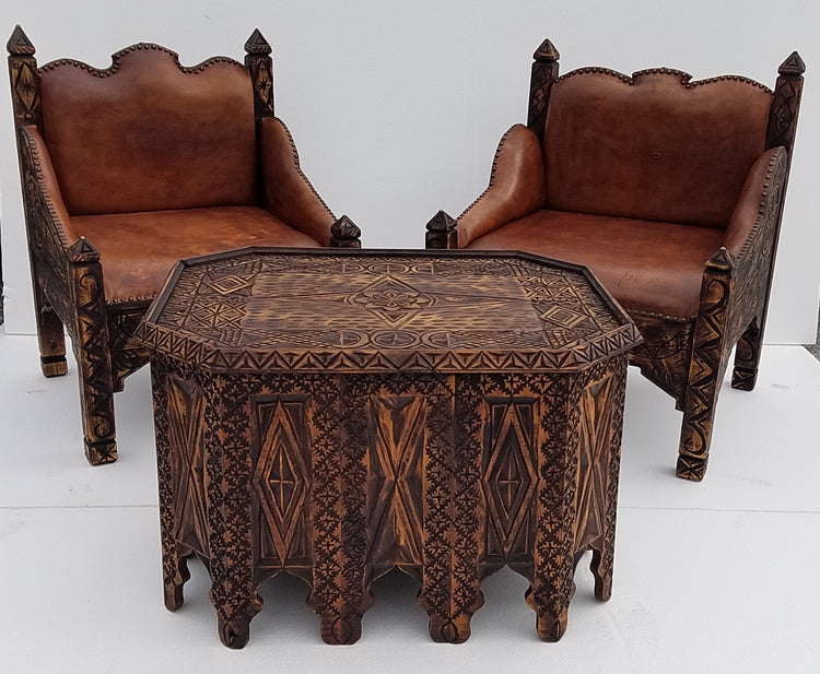 Unique hand carved Moroccan furniture
