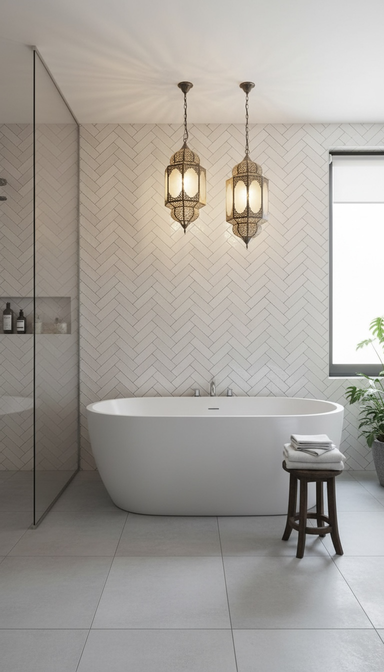 Moroccan Granada Moore tile by Justmorocco featuring intricate geometric blue and white patterns on ceramic surface.
