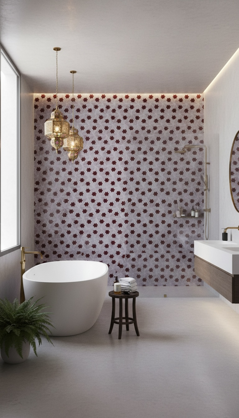 Colorful Moroccan Raf Raf tile by Justmorocco featuring intricate geometric patterns on ceramic surface.