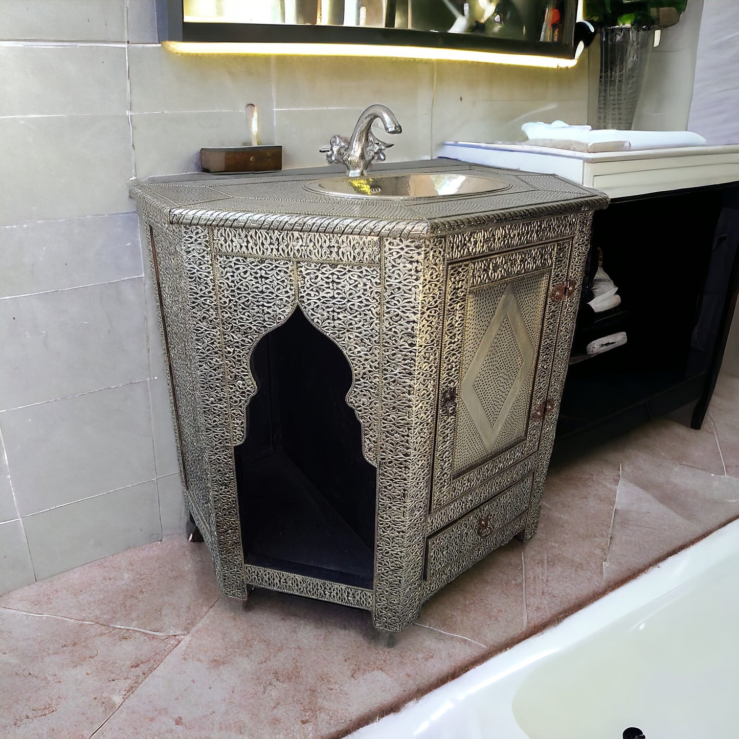 Andalusian silver cabinet vanity