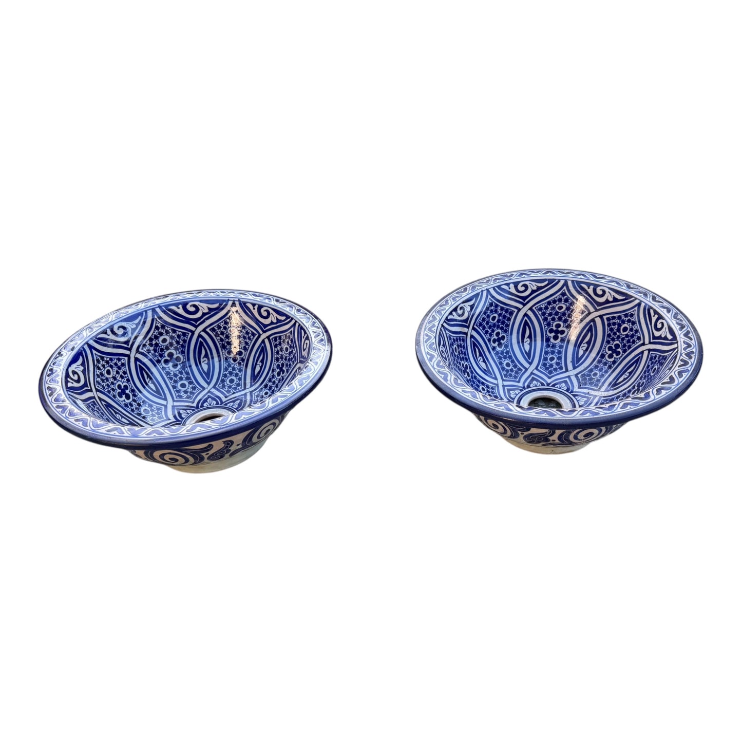 Tanana vessel sink with Moroccan tile pattern by Justmorocco, showcasing a stylish, handcrafted ceramic basin with intricate tile design.