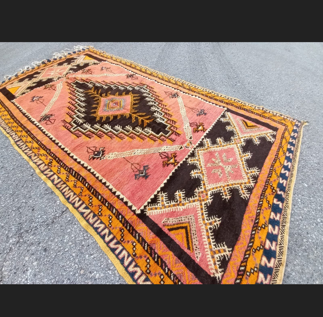 Vintage Taznakht area rug by Justmorocco, 113x57 inches, featuring traditional Moroccan rug design with intricate patterns.