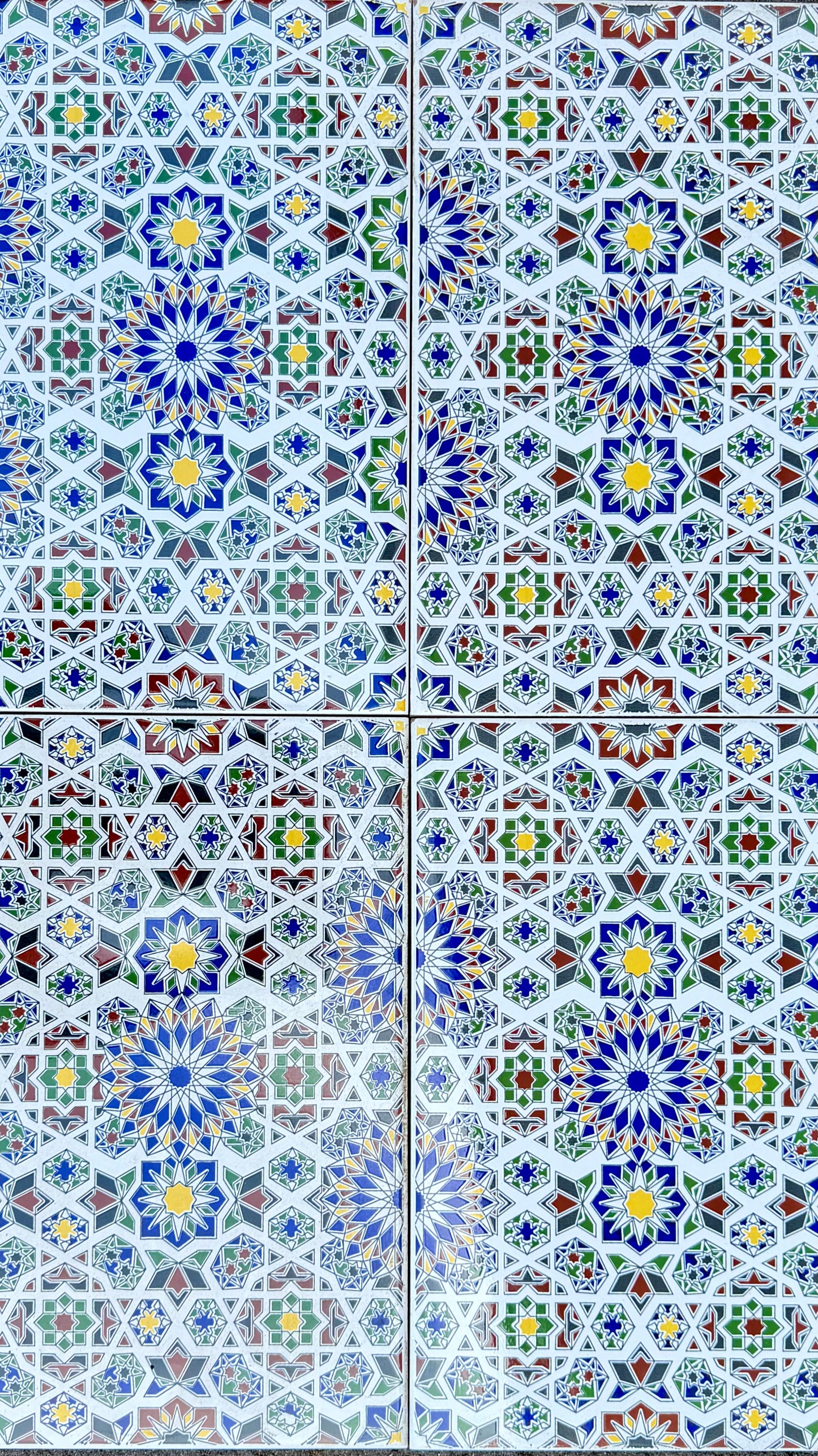 Moroccan tile from Justmorocco's Madeira Palace pack featuring intricate geometric patterns in vibrant colors.