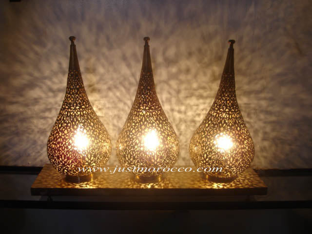 Moroccan trio brass lamp