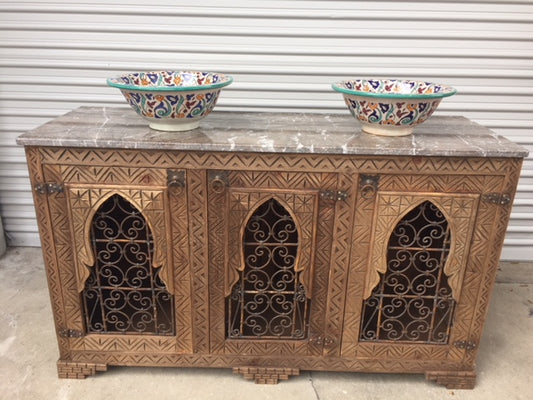 Moorish bathroom vanity cabinet