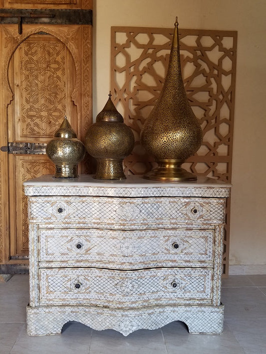 Syrian White Mother of Pearl Inlay Wedding Dresser