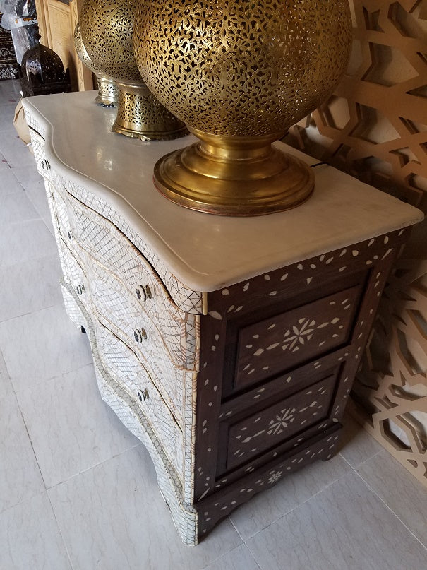 Syrian White Mother of Pearl Inlay Wedding Dresser
