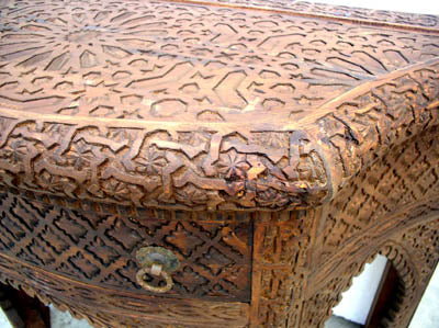 Carved cedar console