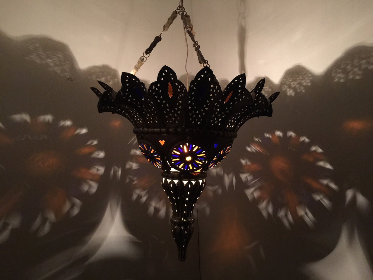Vintage silver moroccan ceiling lamp, hanging chandelier, all handmade