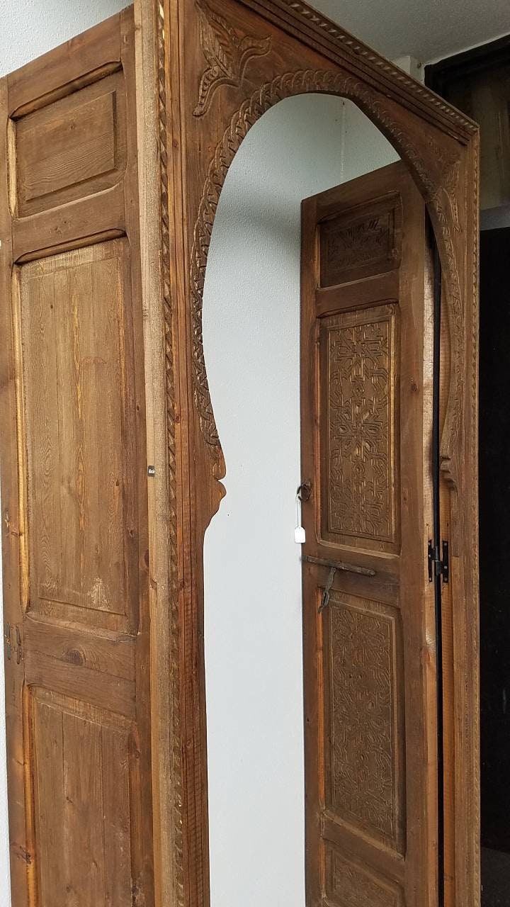 Hand Carved Moroccan Cedar Door Panels, Moorish Design