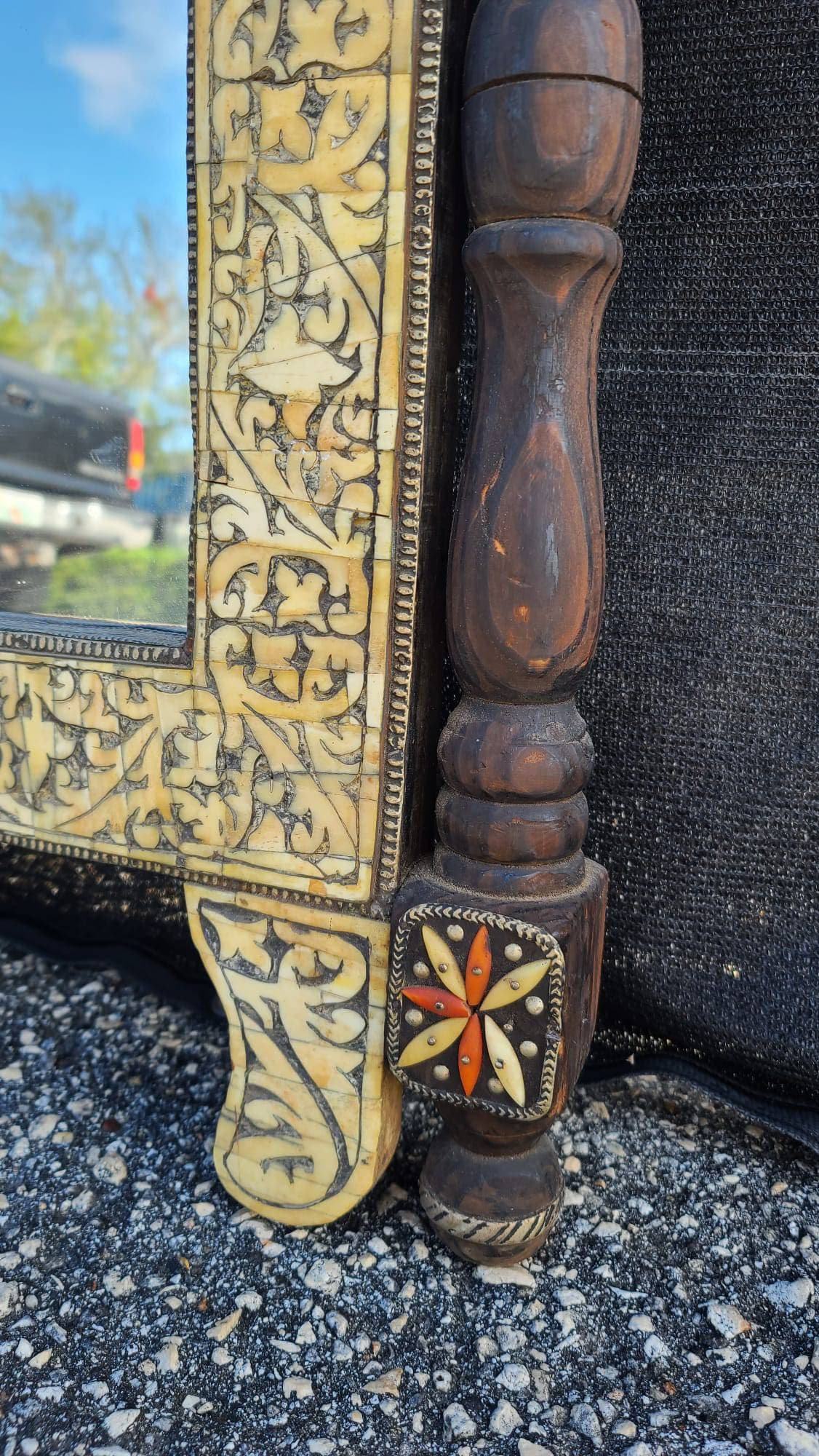Handmade Moroccan Bone Inlay Mirror, Moorish Design (61x38)