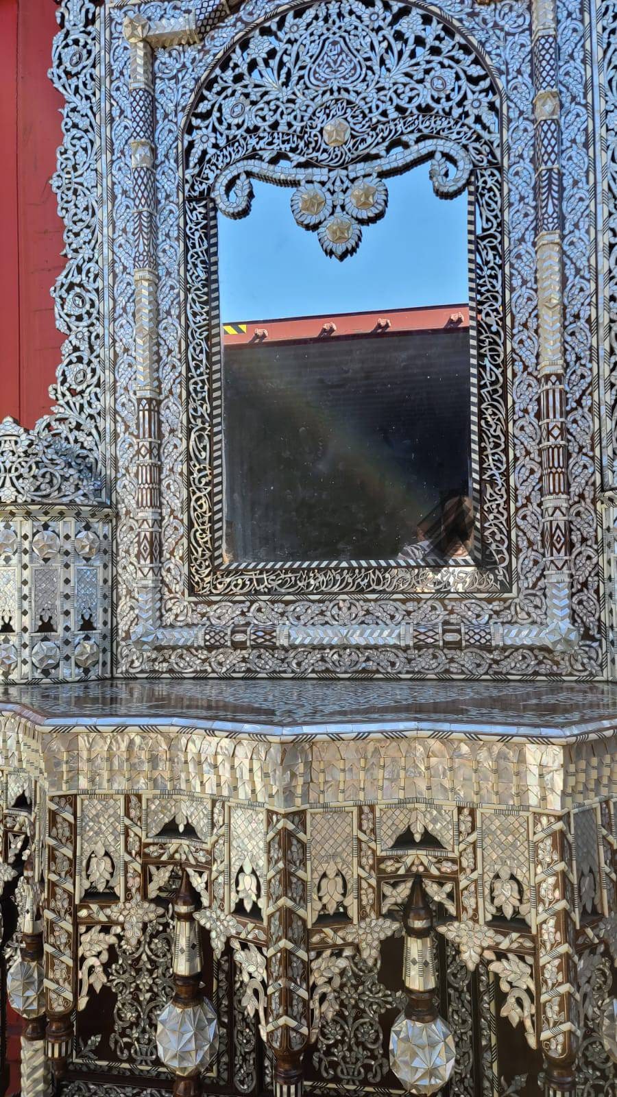 Middle Eastern Mother of Pearl Inlay Console Table with Mirror