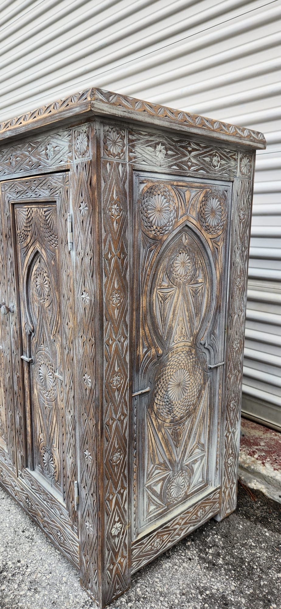 Handmade Moroccan Wooden Buffet: Carved Moorish Cabinet