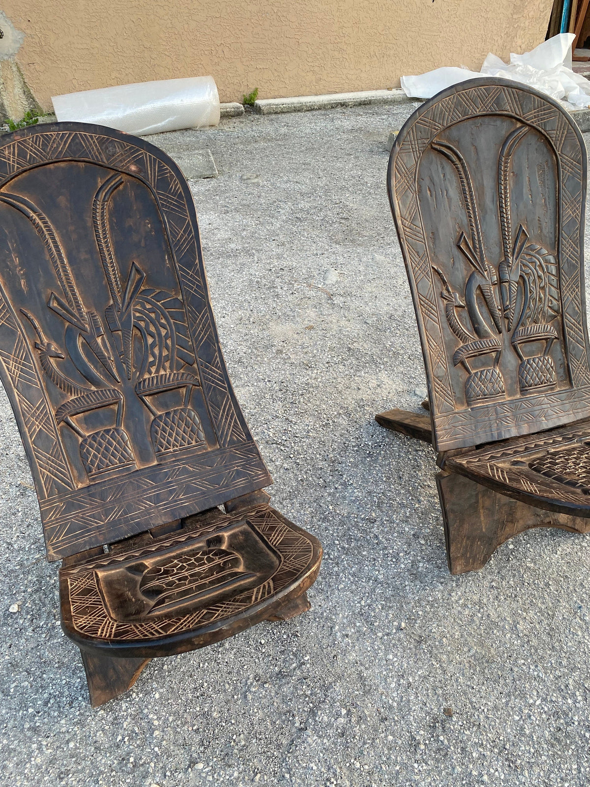 Vintage Dogon Hand Carved Chair, African Tribal Decor (40x18x18)