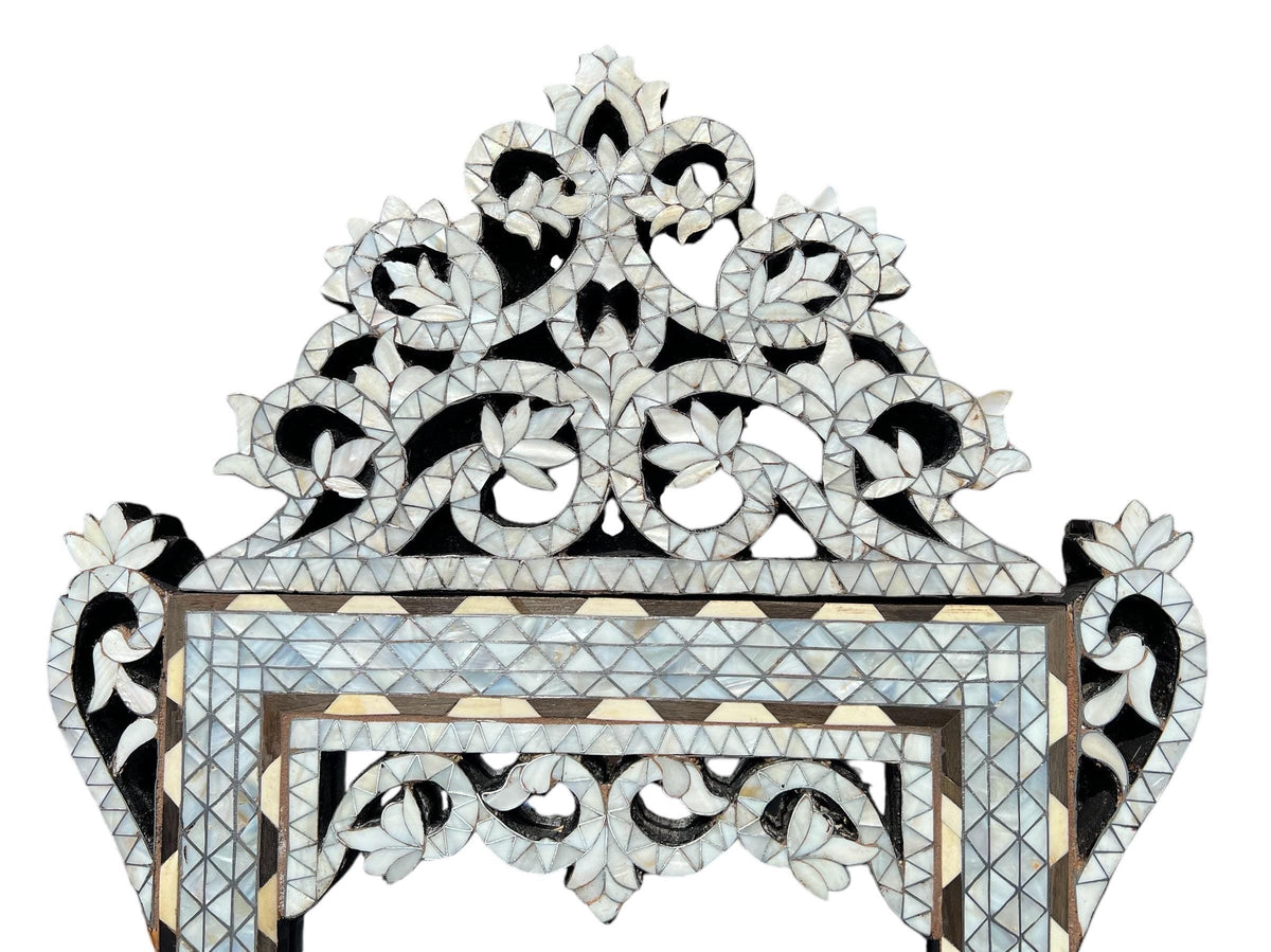 Mother of Pearl Inlay Mirror: Moroccan Ebony Shell, Handmade
