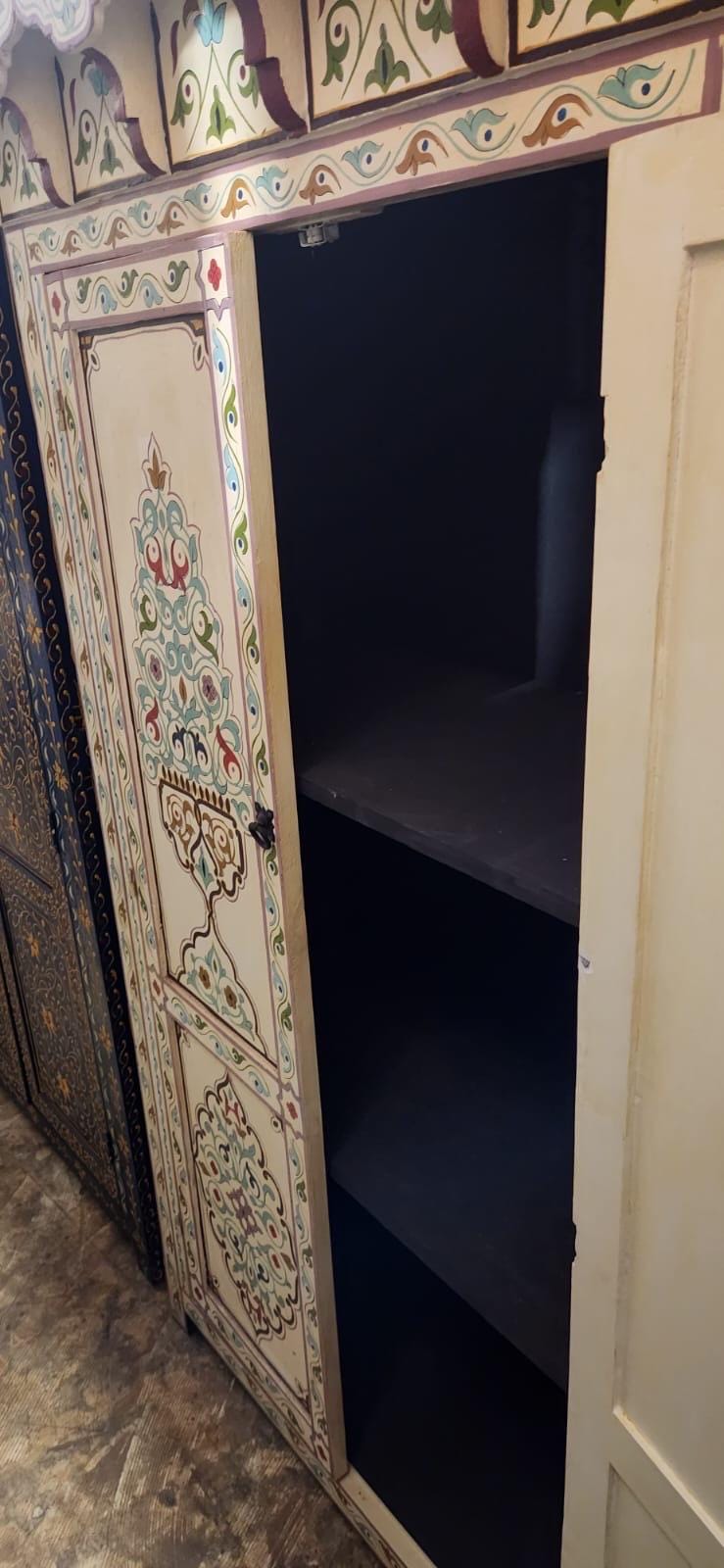 Vintage Hand-Painted Moroccan Armoire, Moorish Style, Bedroom Furniture