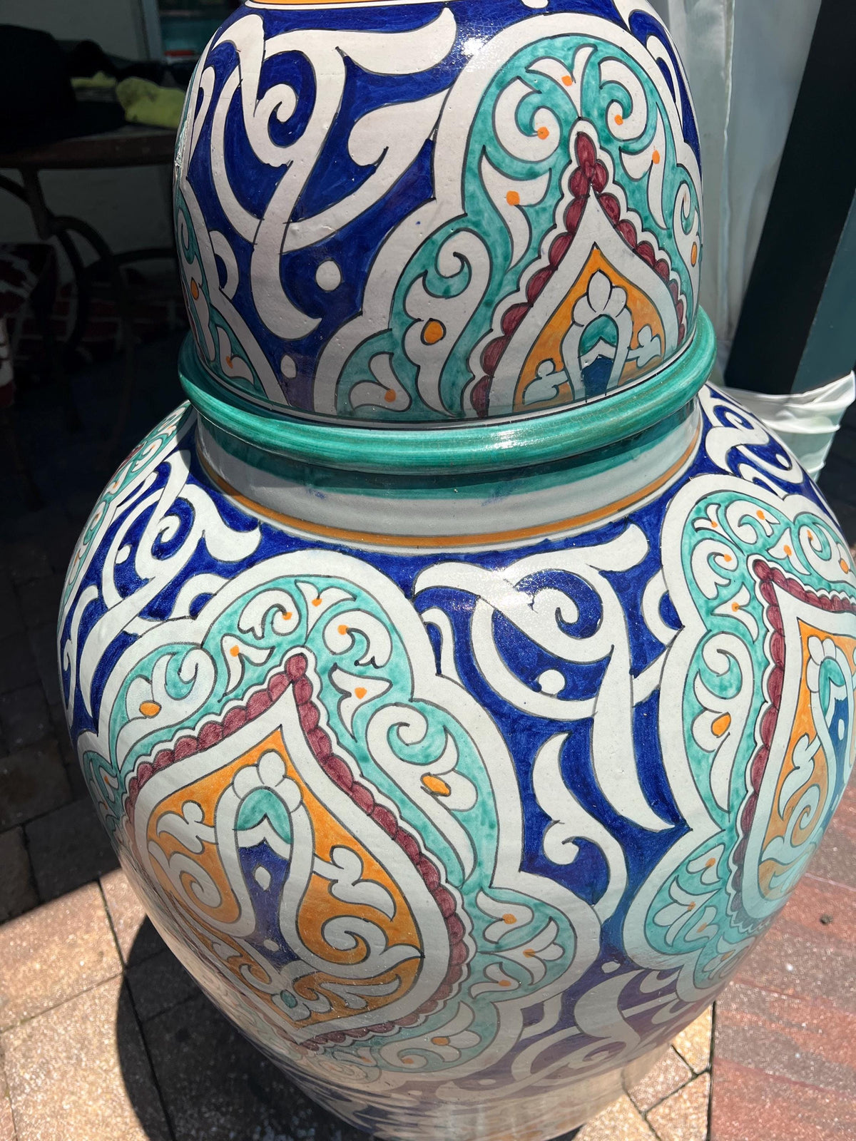 Large Hand-Painted Moroccan Pottery Vase: Garden & Living Room Decor (43” x 20.5)”