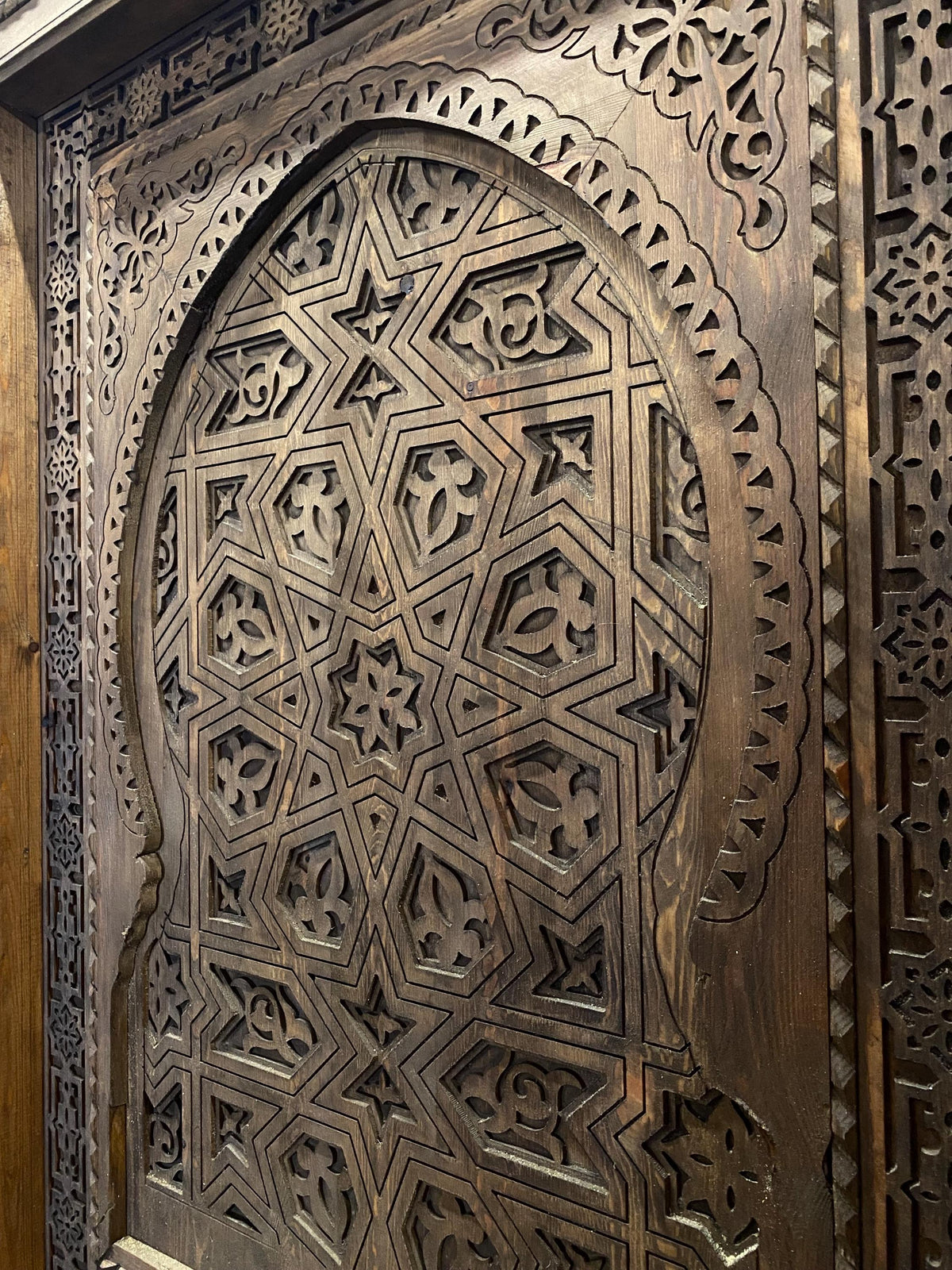 Handmade Carved Cedar Door: Moroccan Andalusian Moorish Style
