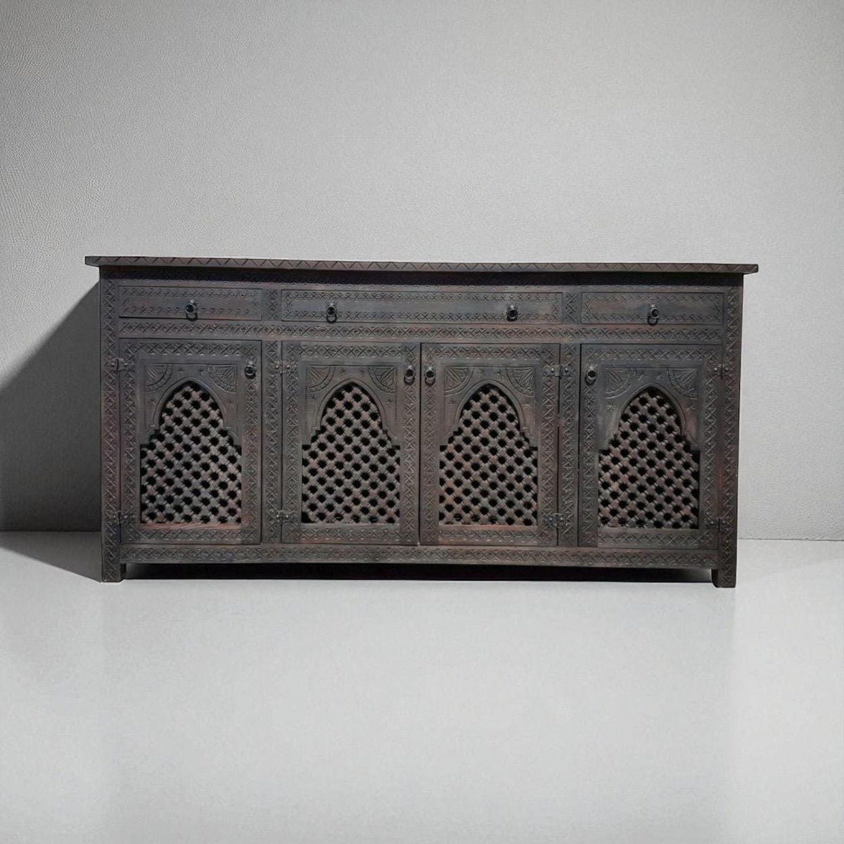 Handmade Moroccan Wooden Credenza, Lattice Artwork Buffet