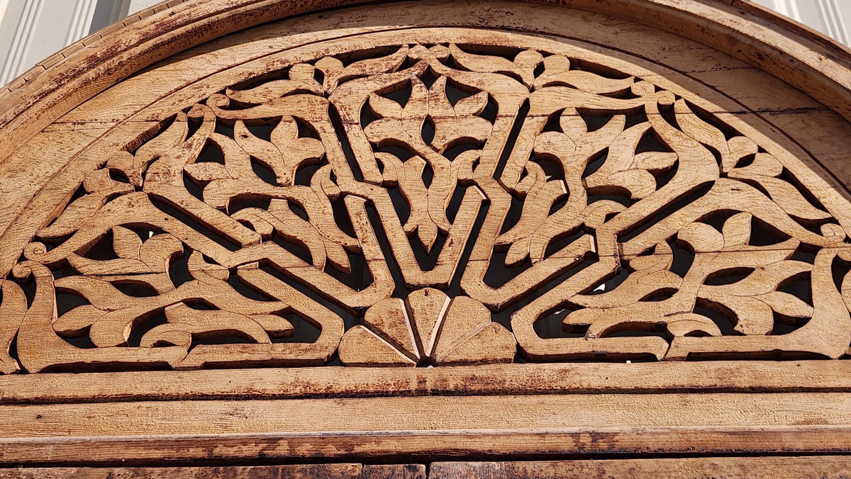 Antique Moorish Carved Door: Moroccan Riad, Handmade Double Door Panel