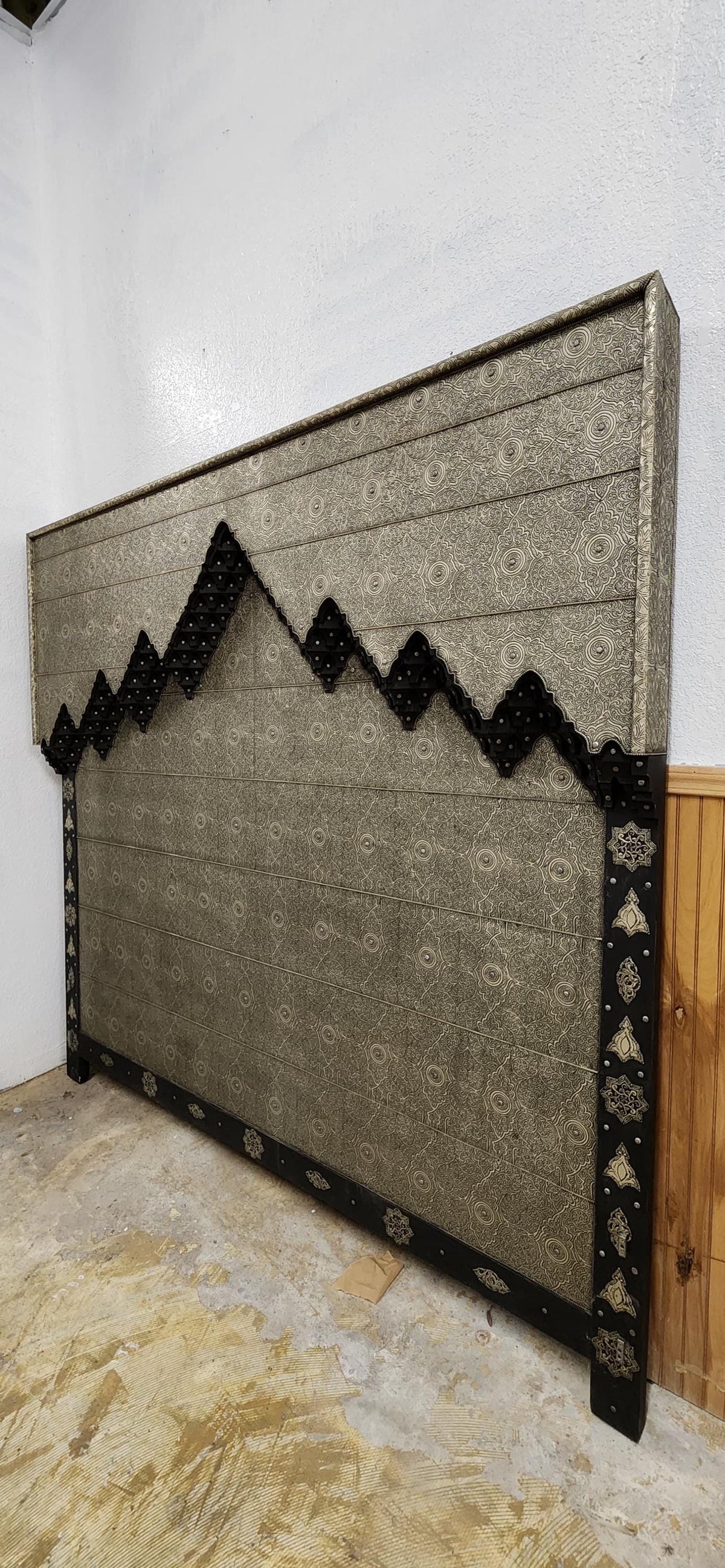 Handmade Moroccan Silver Metal Headboard Bed
