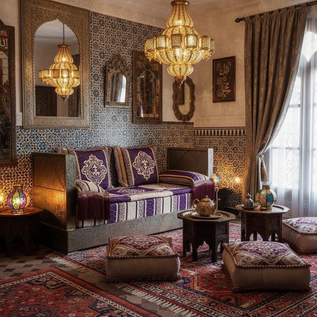 Moroccan Daybed Sofa: Handmade Silver Metal Bench with cushions