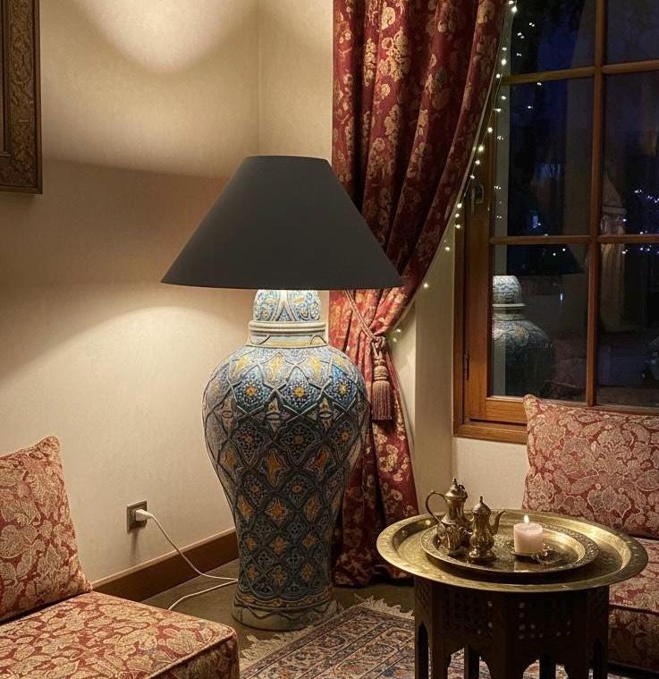 Antique marrakesh pottery vase floor lamp: Moroccan home decor lighting