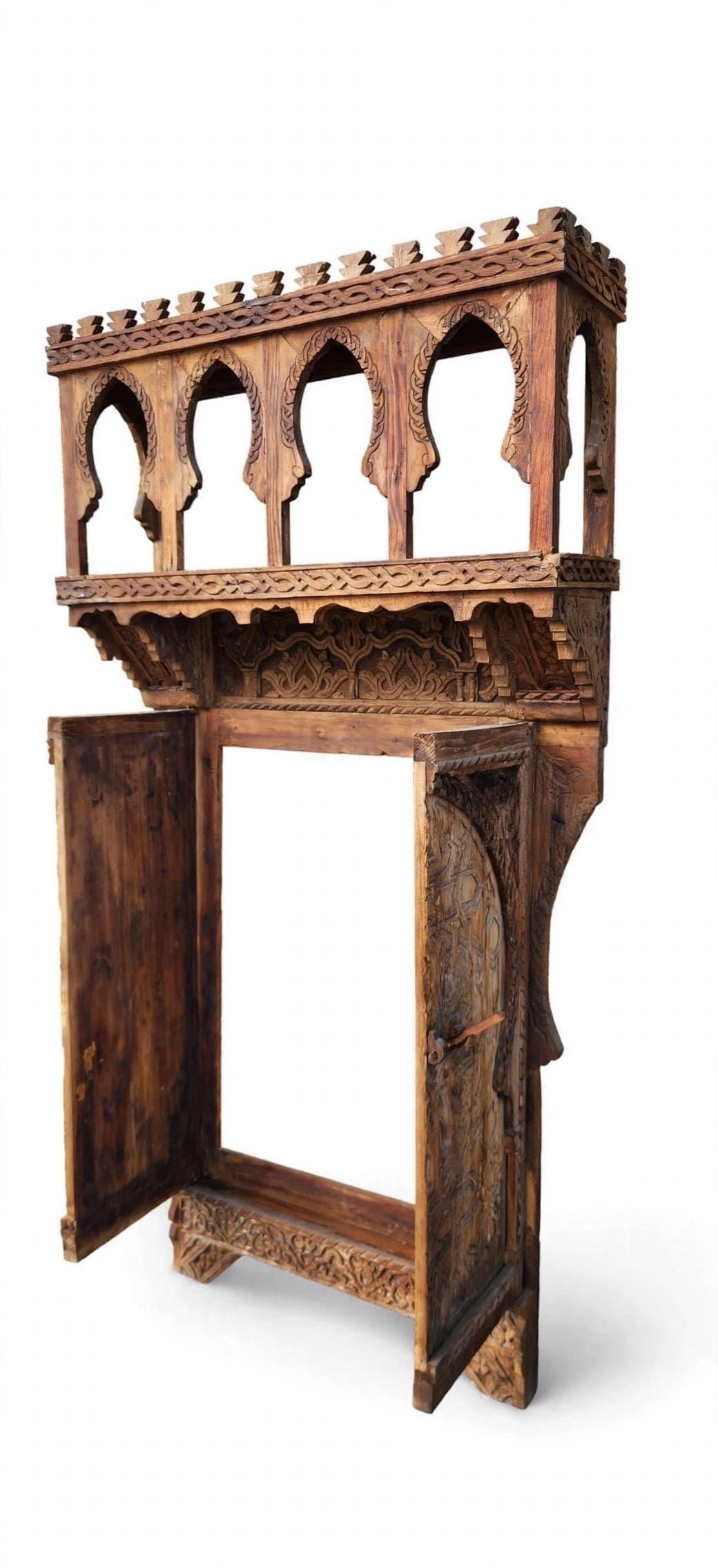 Antique moorish Moroccan wooden shelf