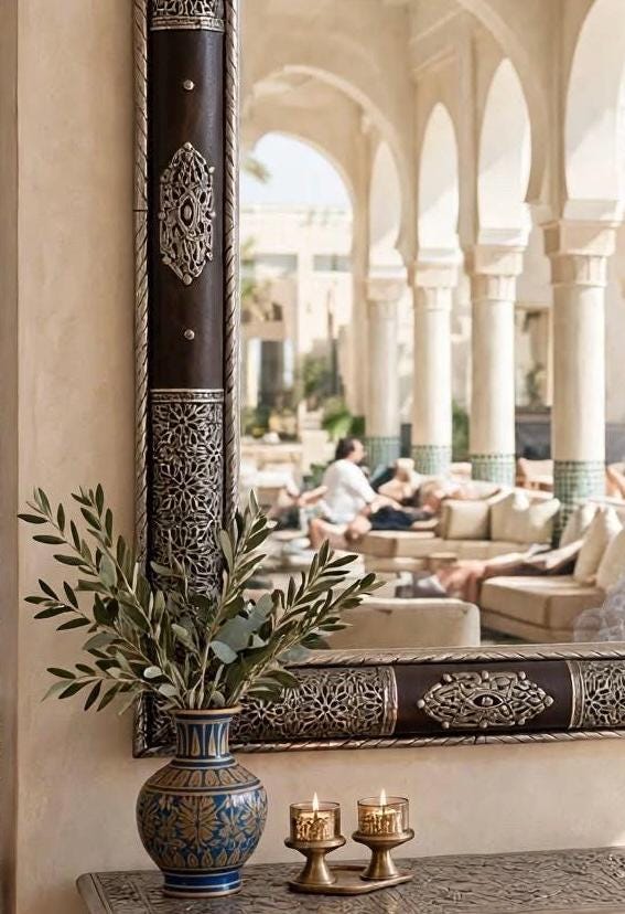 Elevate Your Space with Timeless Craftsmanship Hand Tooled Moroccan Silver Mirror, Moorish Decor (63x27.5”)