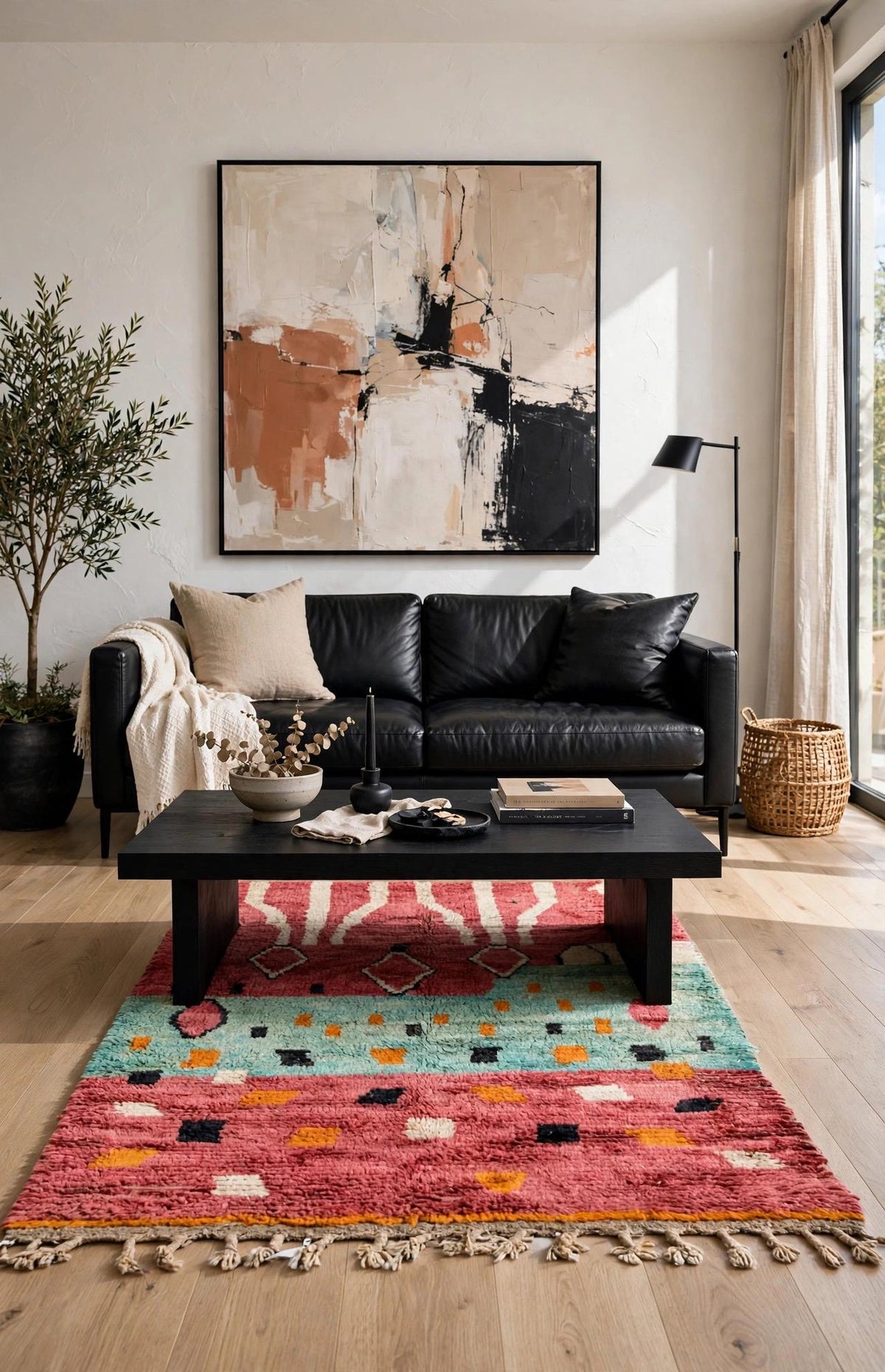 Vintage handwoven Wool Carpet | Berber Wool Wall Hanging & Tribal Area Rug