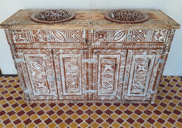Zebra cabinet vanity sink