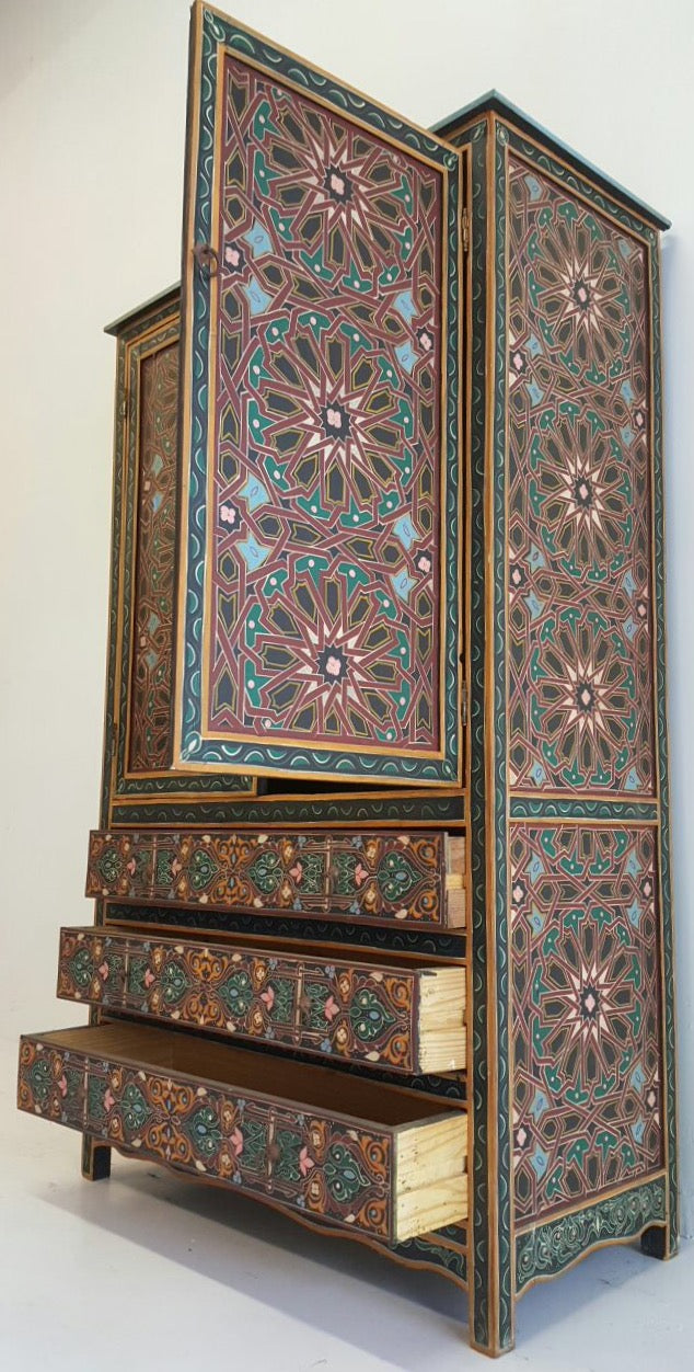 Moroccan painted armoire