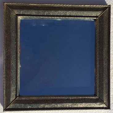 Moroccan square silver mirror