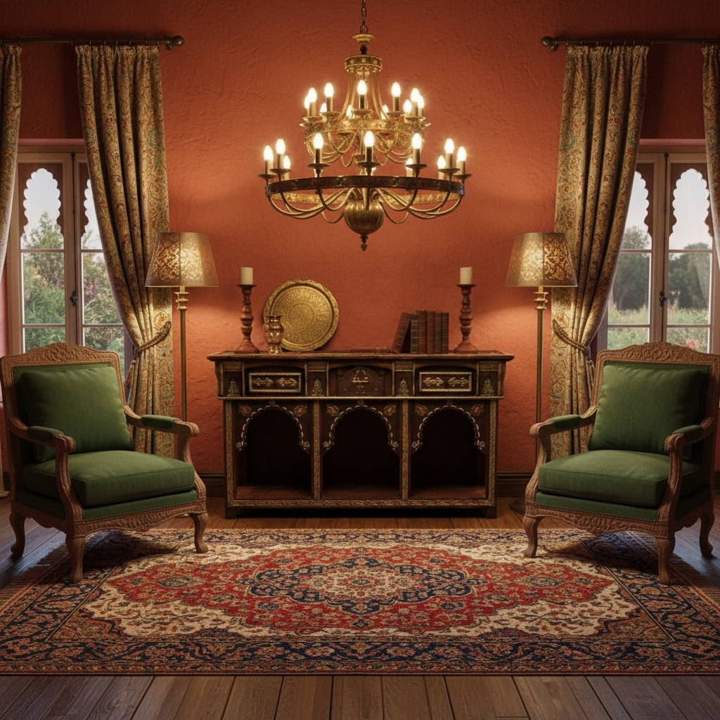 Custom-sized carved wooden doors, Moroccan ceilings, and mosaic tile sinks/vanity cabinets. Architectural design and home decor