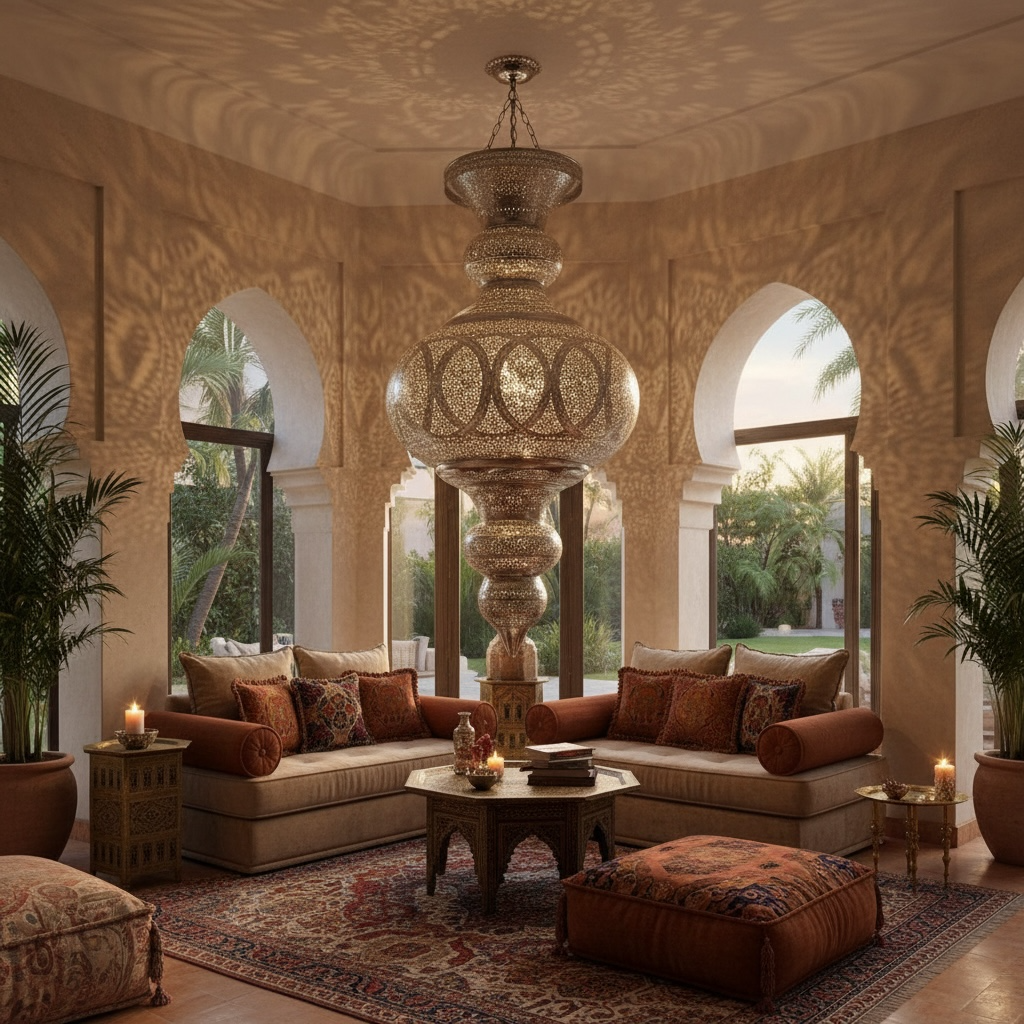 This room is a stunning example of Moroccan Interior Design, characterized by its warmth