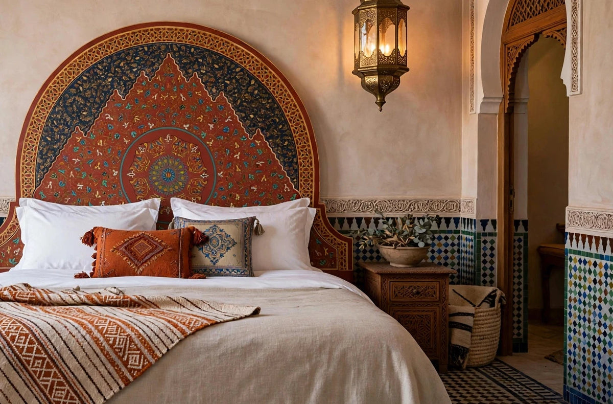 Moroccan red palace bed