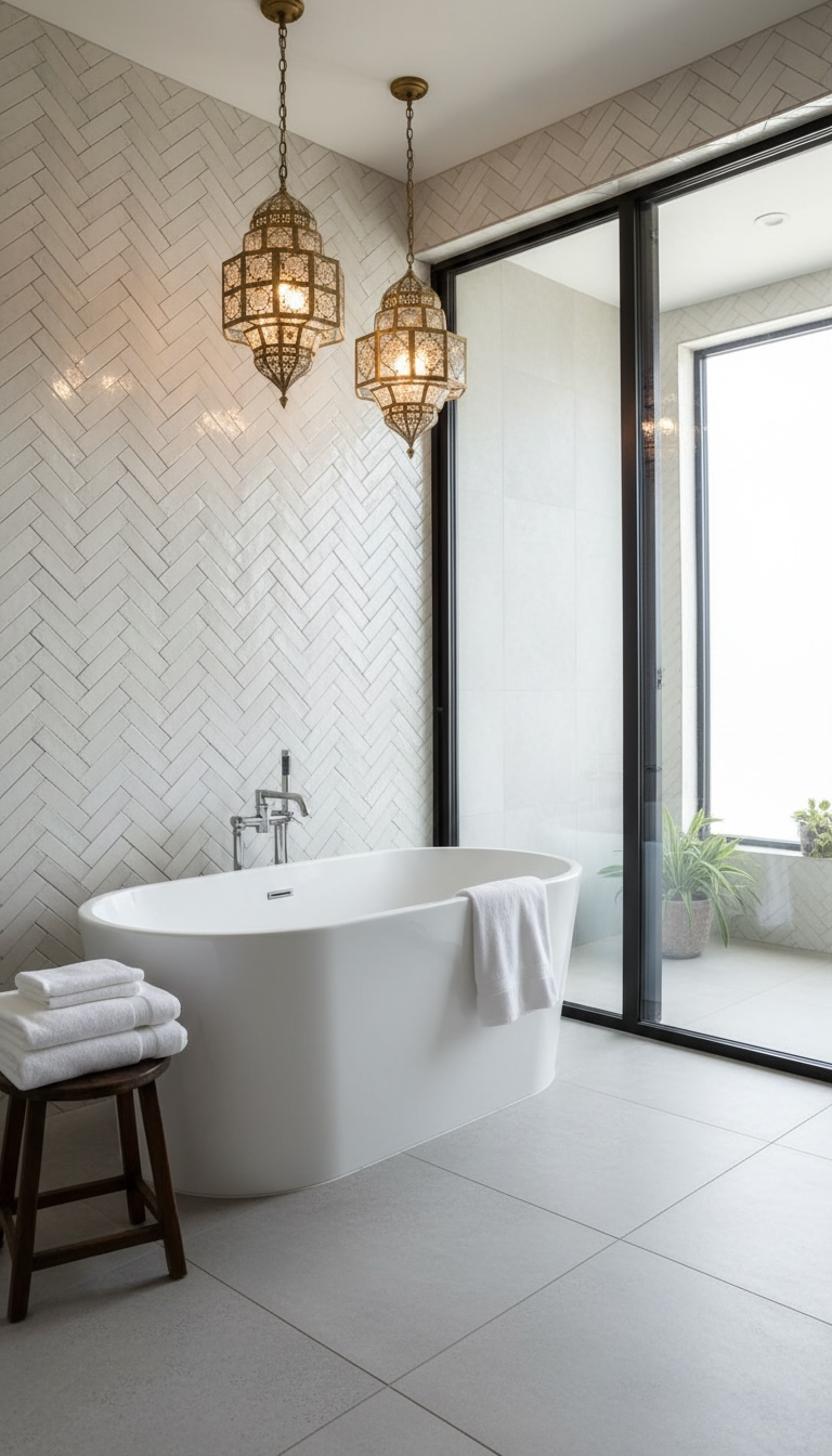 Moroccan Granada Moore tile by Justmorocco featuring intricate geometric patterns in vibrant blue and white colors.
