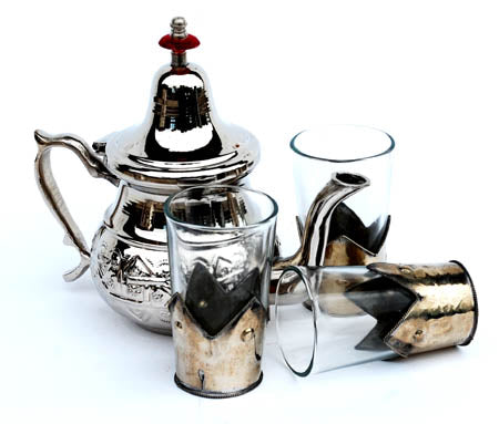 Silver tea glasses set