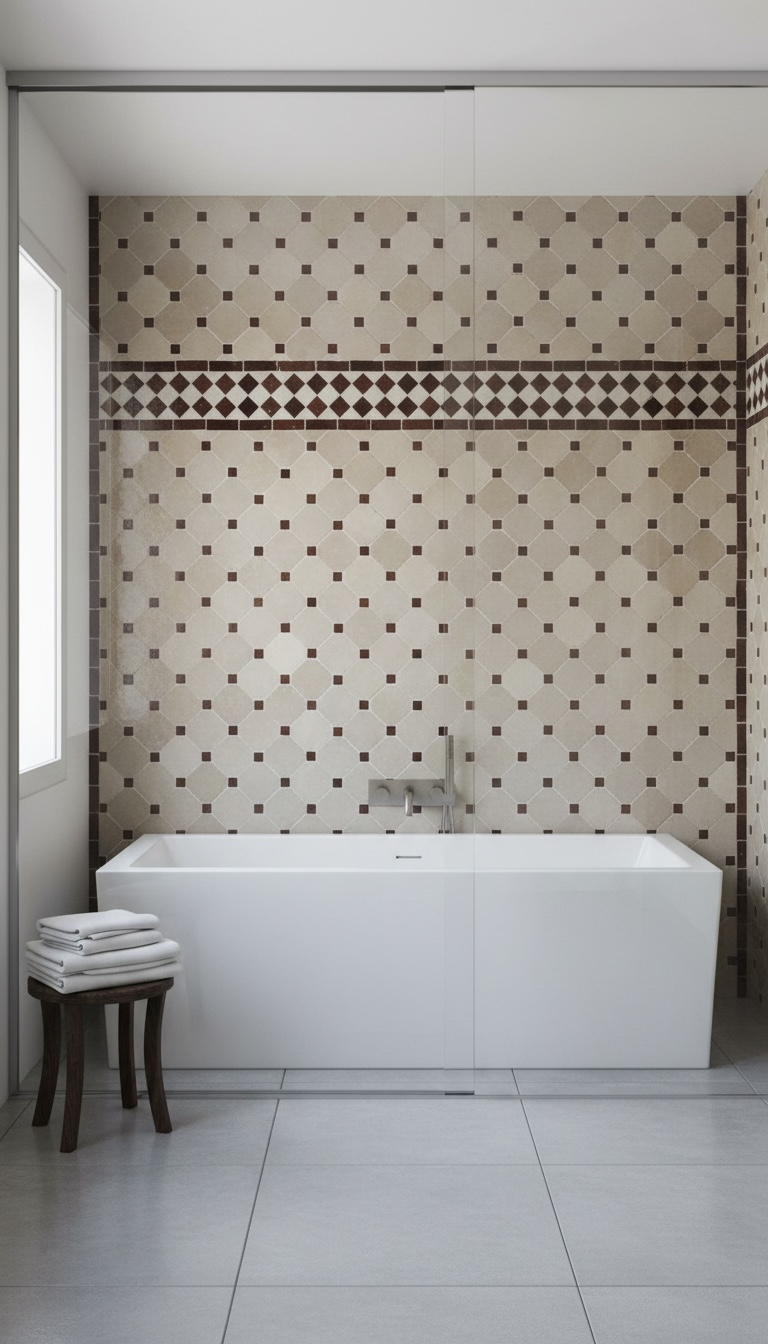 Colorful Moroccan Hamam tile by Justmorocco featuring intricate geometric patterns on ceramic surface.