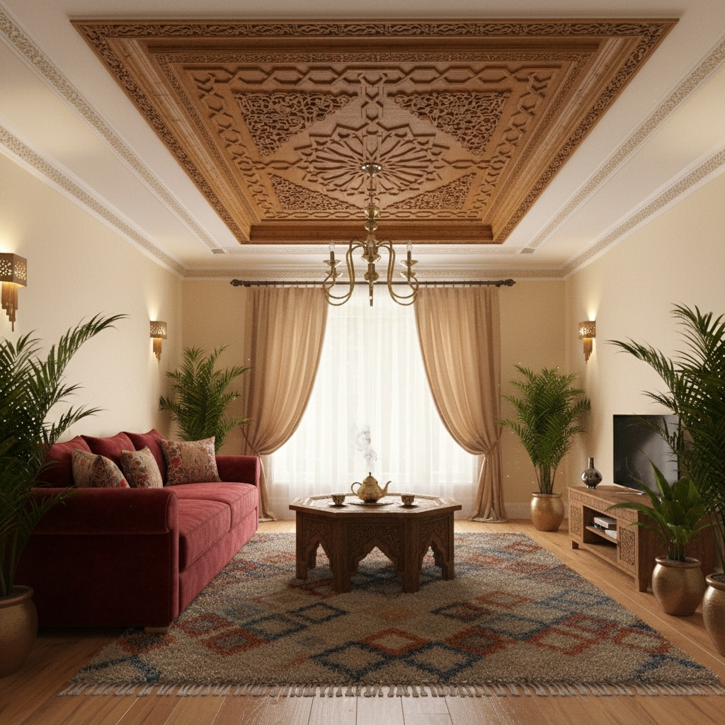 Bokahla ceiling panel by Justmorocco showcasing intricate Moroccan-inspired geometric patterns in warm tones