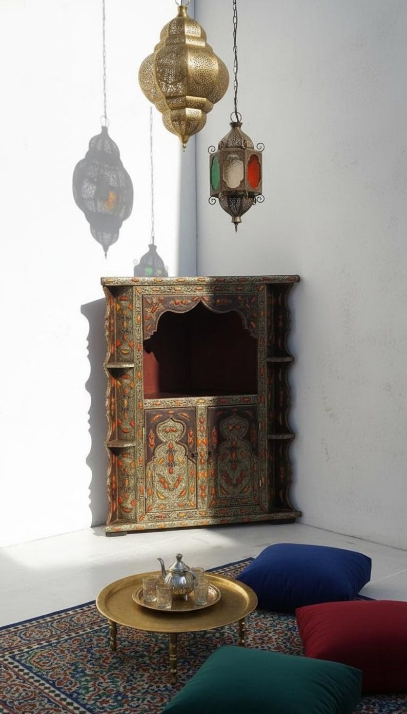 Camel bone corner cabinet