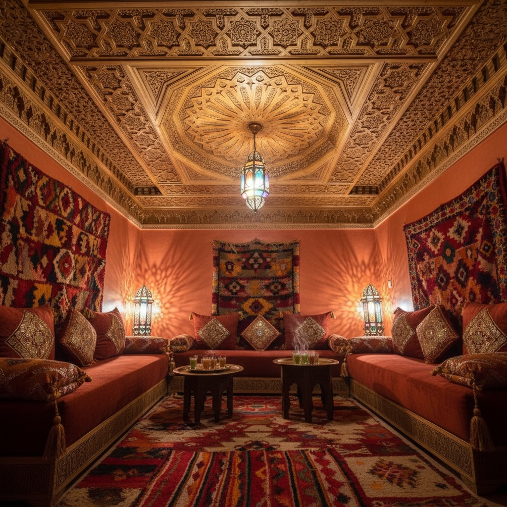 Elegant Demna royal ceiling light by Justmorocco featuring intricate design and warm lighting for stylish interior decor.