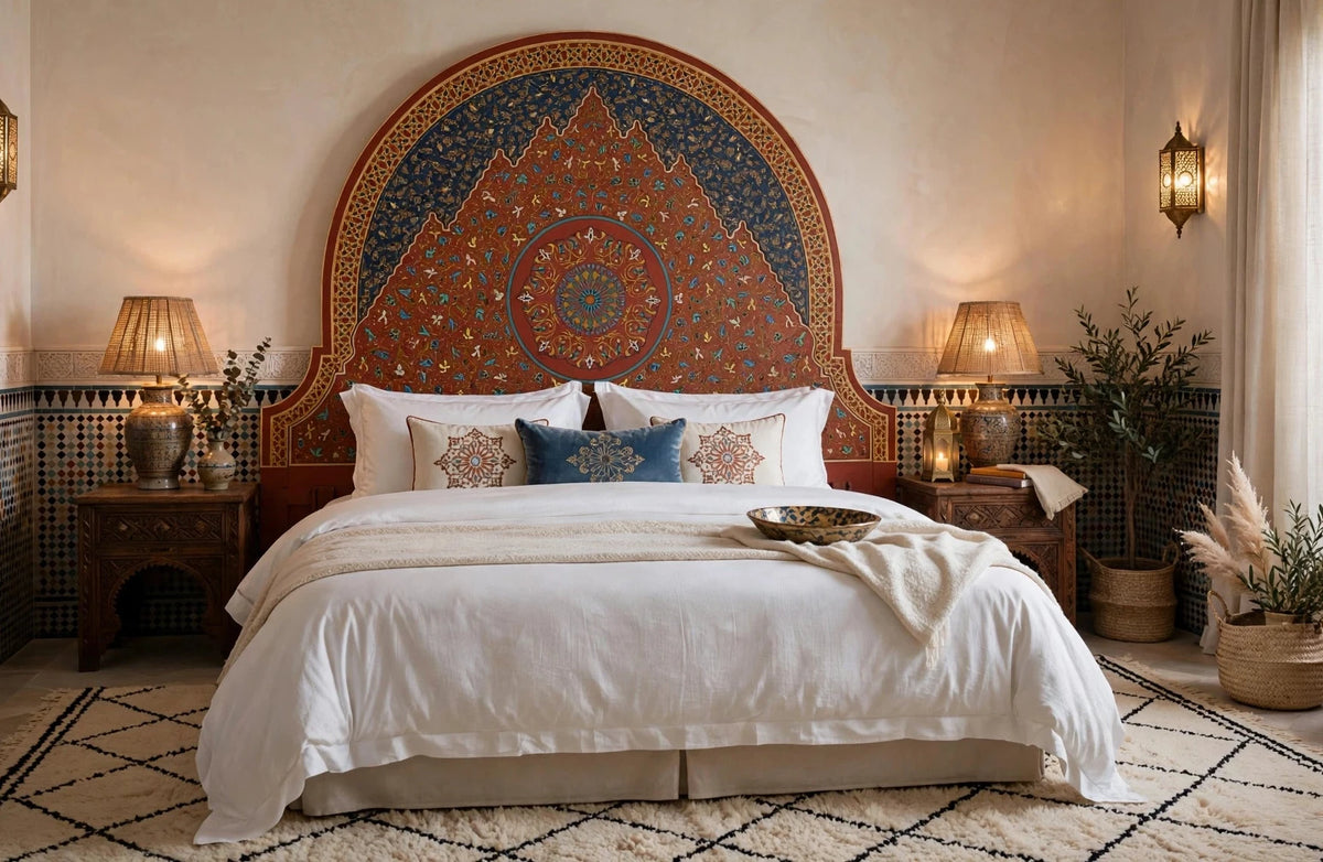 Moroccan red palace bed