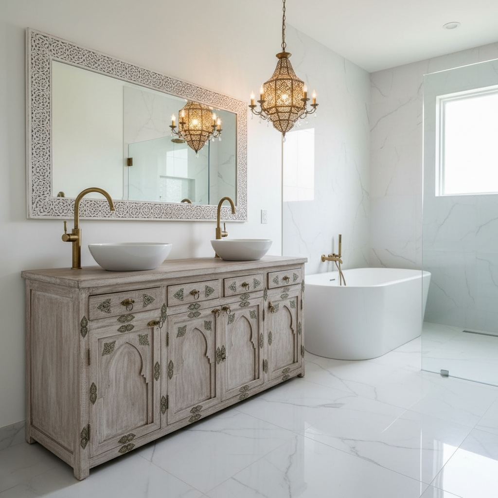 Marrakesh Riad lakdim vanity sink cabinet