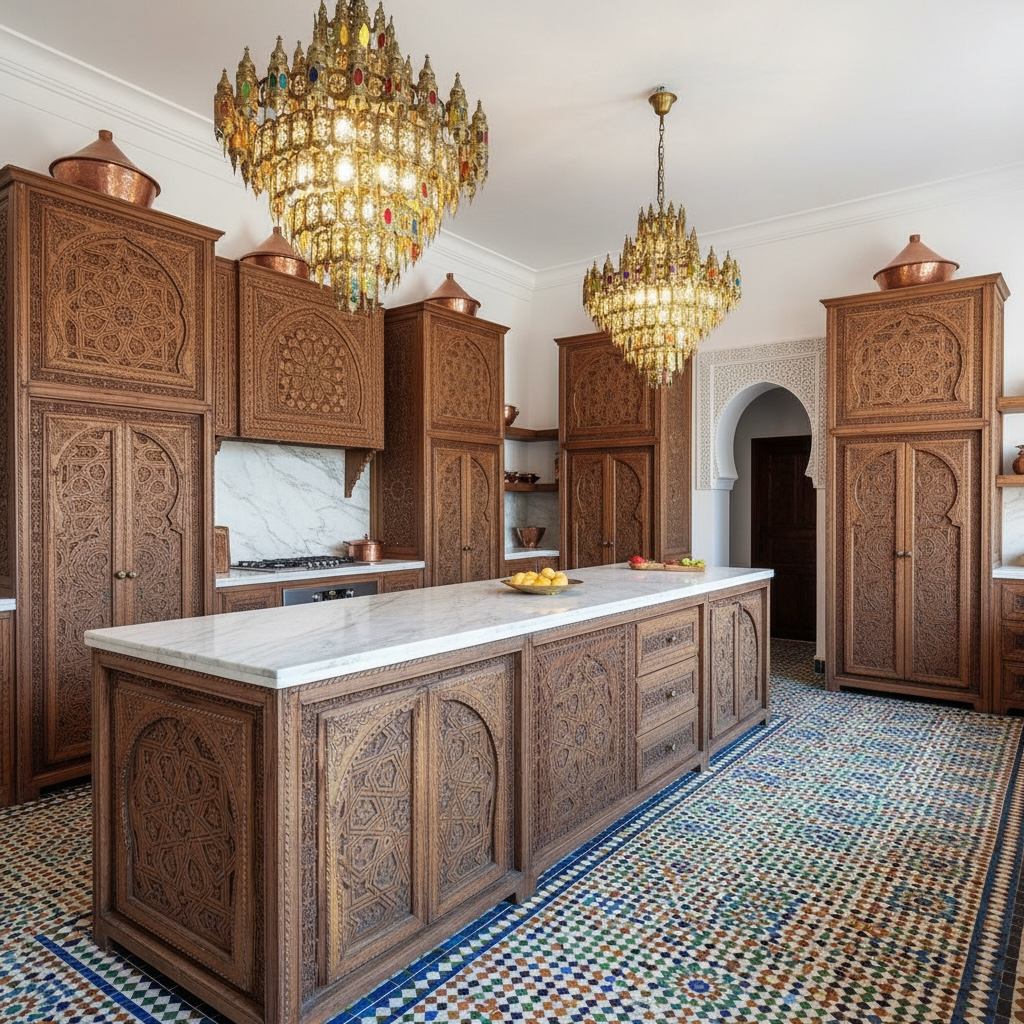 Fouzia kitchen cabinet by Justmorocco featuring wooden doors and modern design for organized kitchen storage