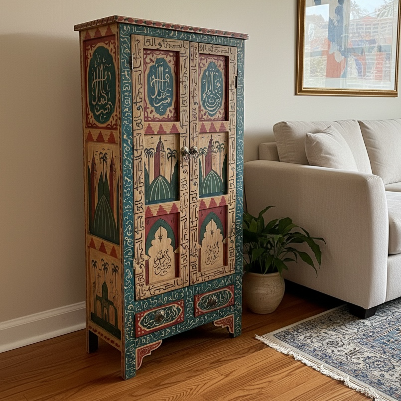 Arabia Moroccan furniture cabinet by Justmorocco with intricate wood carvings and traditional design for stylish storage.