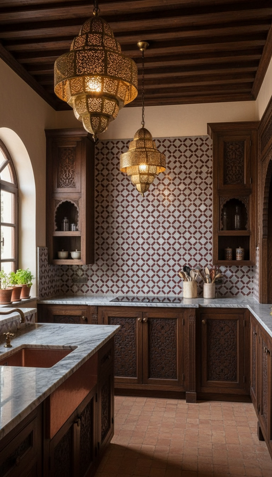 Colorful Riad mosaic Moroccan tile by Justmorocco featuring intricate geometric patterns and vibrant glazed ceramic surface.