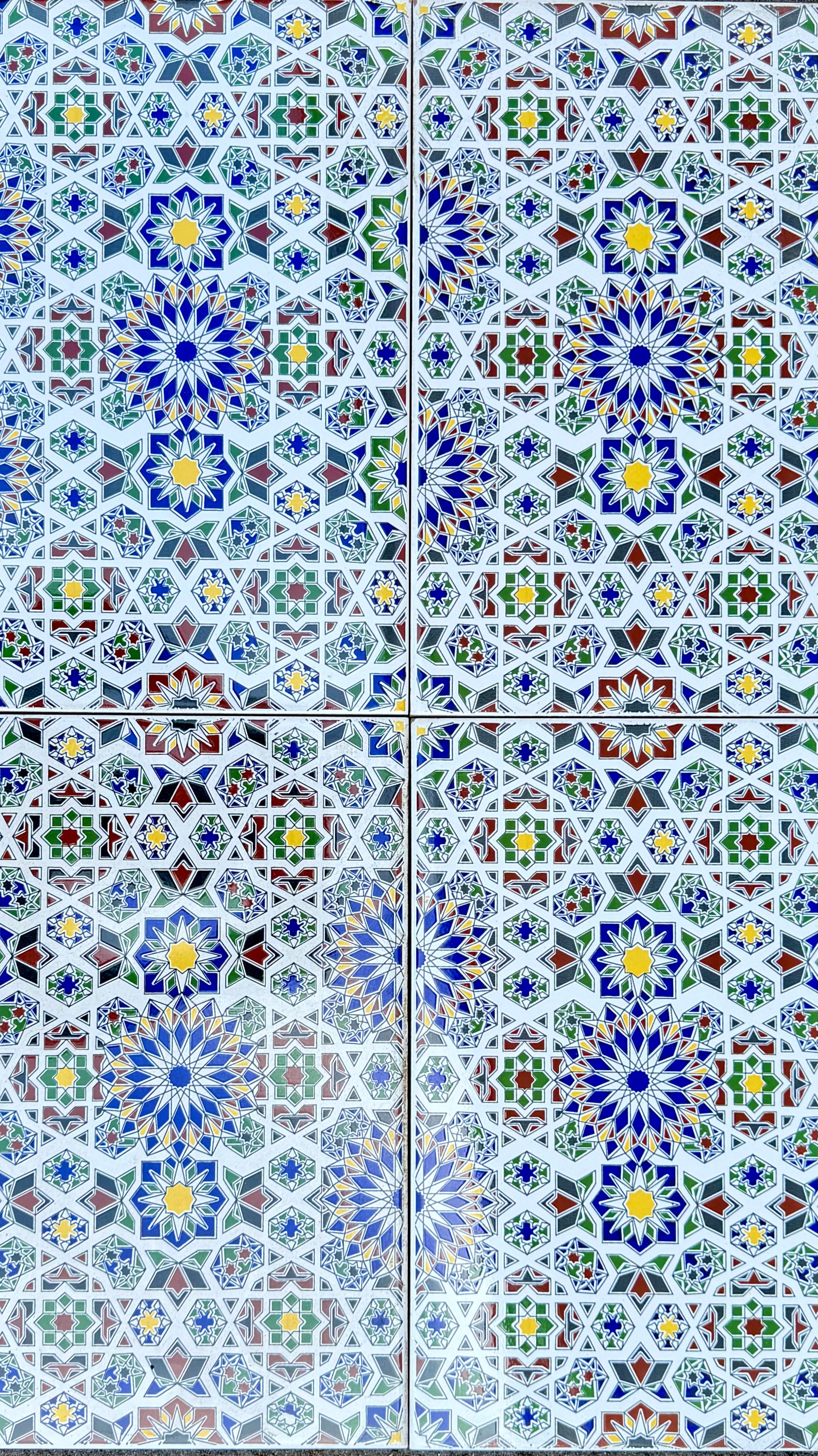 Moroccan tile from Justmorocco's Madeira Palace pack featuring intricate geometric patterns in vibrant colors.