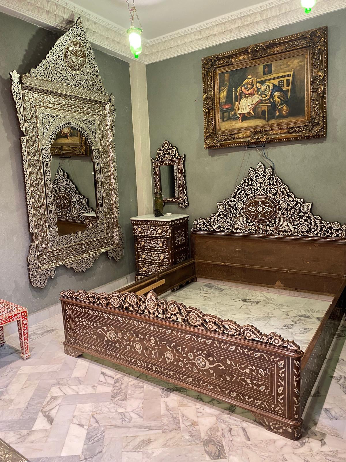 Vintage Levantine royal mother of pearl bed