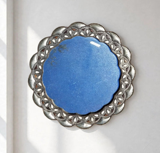 Moroccan Bone Inlay Mirror, 29" Round, Middle Eastern Decor